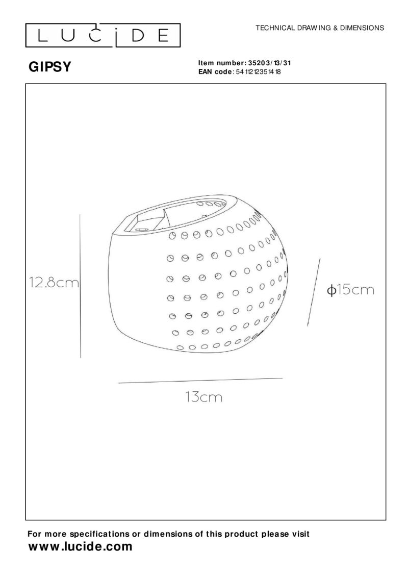 Lucide GIPSY - Nástenné svietidlo - 1xG9 - Biele